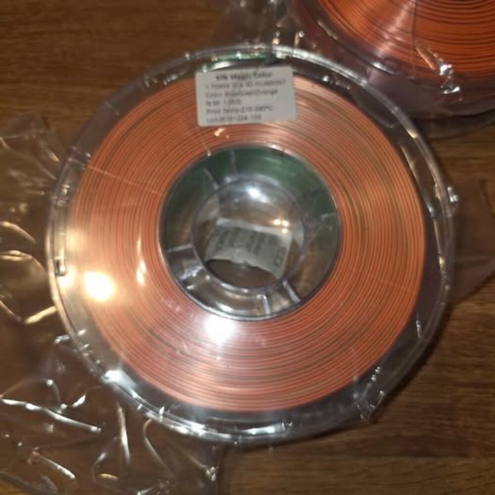 Tri-Color Silk Magic PLA 3D Printer Filament - Blue/Green/Orange - 1kg New